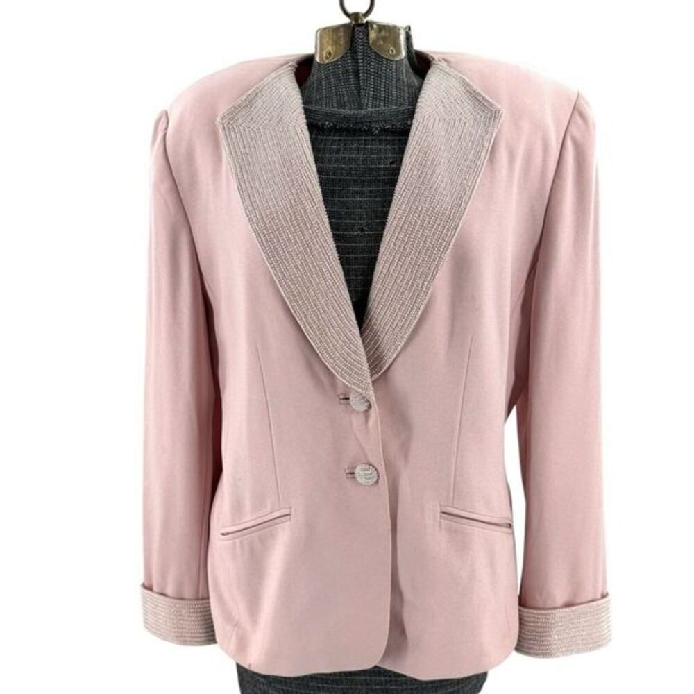 Albert‎ Nipon Designer Evening Beaded Blazer /Jacket  Pale Pink Women's Size 12